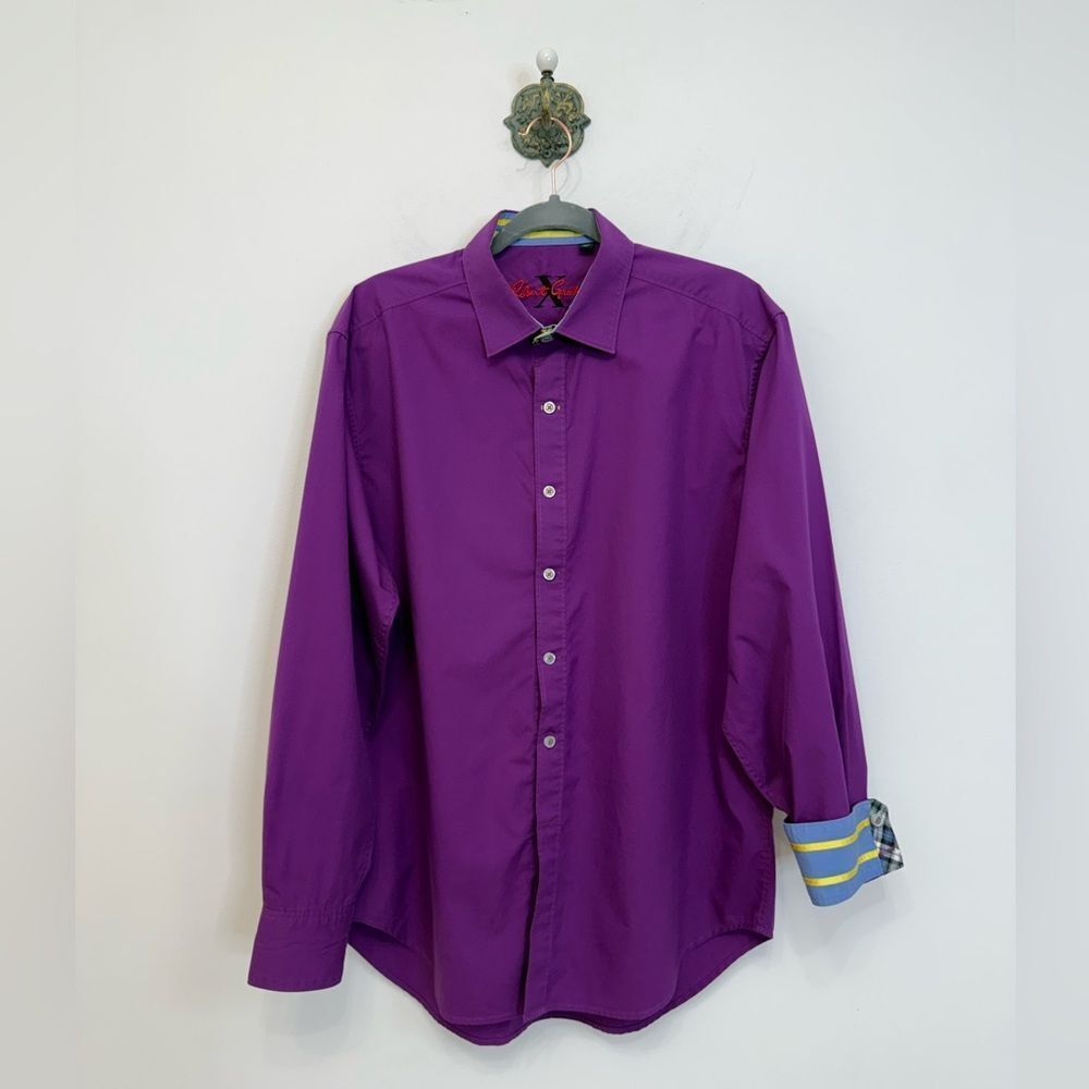 Robert Graham X Collection Grape Purple Cotton Button Shirt Men’s L Flip Cuff